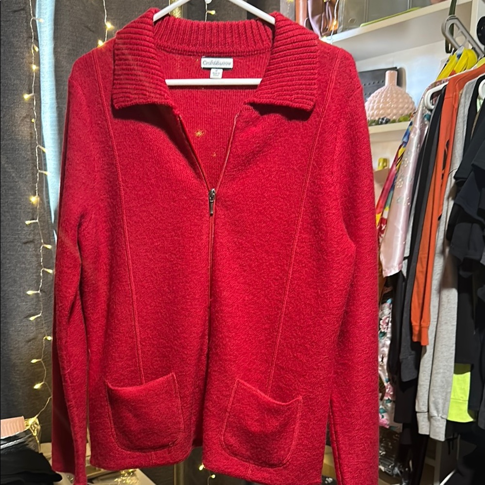 No.136 Croft & Barrow Red Utility Jacket with Full-Length Zipper